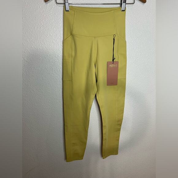 Girlfriend Collective High-Rise Thigh Pocket Compressive Leggings Yellow NEW XS - Picture 1 of 7